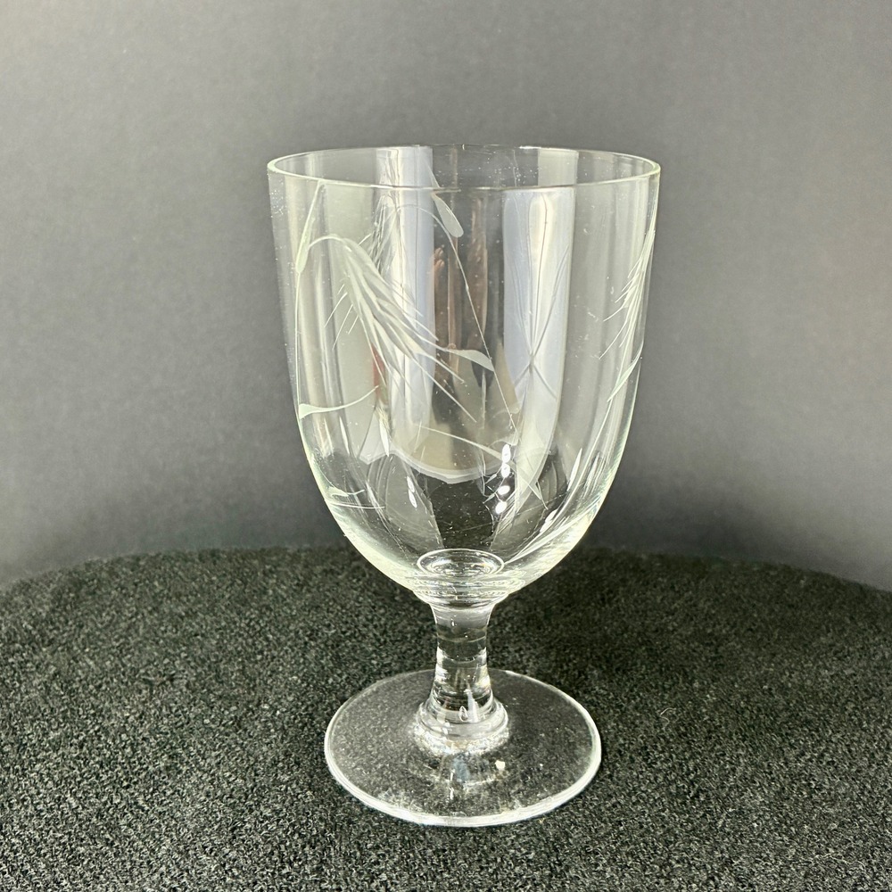 VTG Sasaki Etched Wheat Crystal Wine Glass Stemware Clear Glass